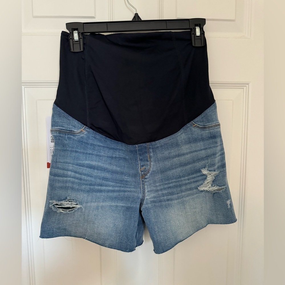 Ingrid and Isabel Over Belly Maternity Jean Shorts